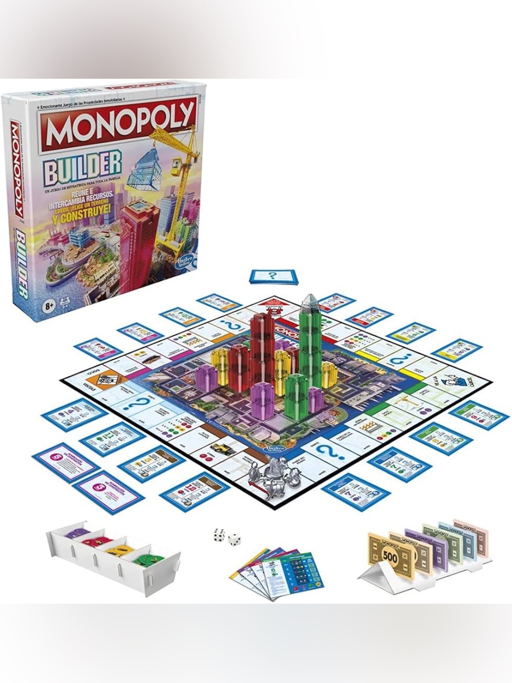 Hasbro Monopoly Builder Board Game - Blue, Red, Yellow, Green, Purple, Pink